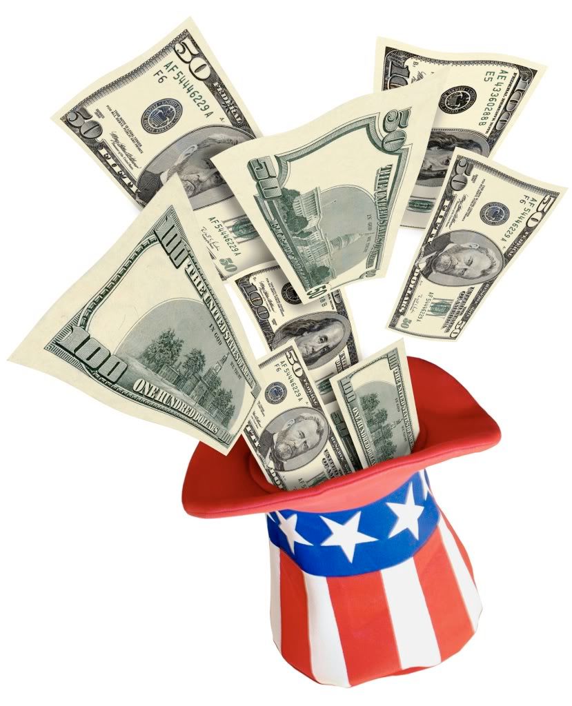 Money and a red white blue hat